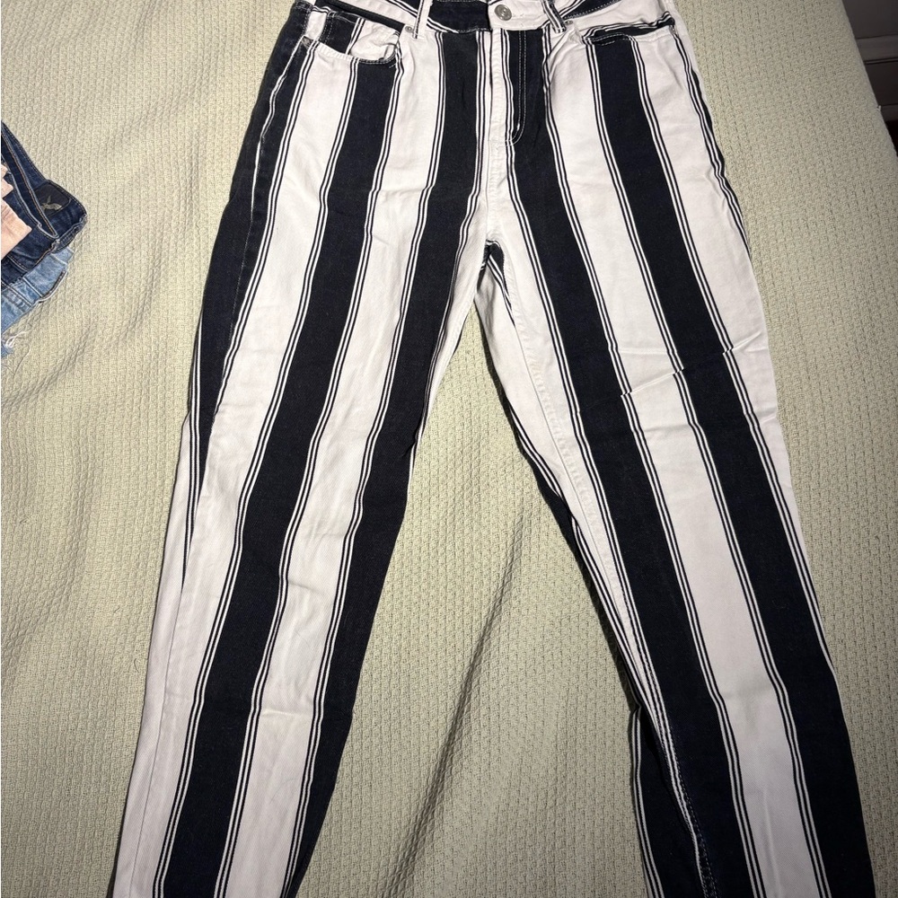 BDG High Rise Black and White Striped Jeans